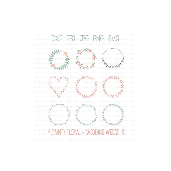 DAINTY FLORAL WREATHS, Floral svg, Wedding Wreath svg, Wreath Clipart, Wedding Gift, Wedding Favors, Instant Download dxf eps jpg png svg