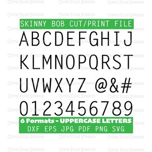 SKINNY BOP Vector Letters - SVG Letters, Cutter File, Printable, Digital Download dxf eps jpg pdf png svg Coffee Filled Sunshine
