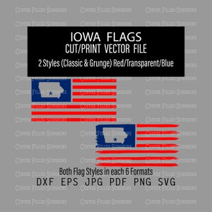 IOWA Flag - IA State Cutout in USA Flag, Grunge & Classic Flag, Instant Digital Download, dxf eps jpg pdf png svg Coffee Filled Sunshine