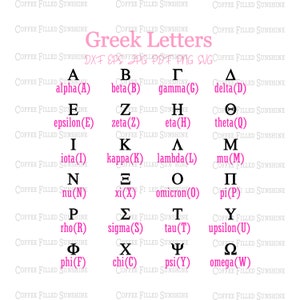 GRIECHISCHE BUCHSTABEN SVG - Digitale griechische Schrift, Vektorschrift - Cut Print File, Schwesternschaft Buchstaben, Brüderlichkeit, Sofort Download dxf eps jpg pdf png svg