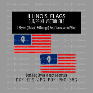 Vlag van ILLINOIS - IL State knipsel in VS vlag, grunge en klassieke vlag, instant digitale download, dxf eps jpg pdf png svg Coffee Filled Sunshine