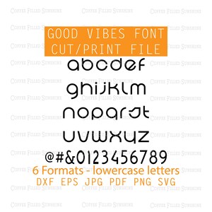 GOOD VIBES VECTOR Schriftart - Groovy Buchstaben, Cutter-Datei, druckbare, digitaler Download dxf eps jpg pdf png svg Kaffee gefüllt Sonnenschein