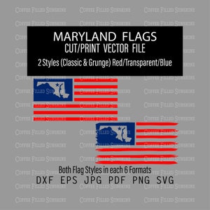MARYLAND Flag - MD State Cutout in USA Flag, Grunge & Classic Flag, Instant Digital Download, dxf eps jpg pdf png svg Coffee Filled Sunshine