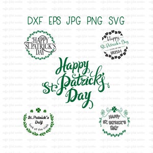ST. PATRICK’S DAY, Fichier numérique, Phrase et couronnes irlandaises, Bonne Saint-Patrick, Téléchargement instantané aux formats dxf, eps, jpg, png et svg