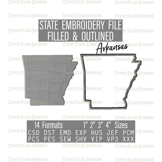 ARKANSAS EMBROIDERY File Digital Download 4 AR Sizes Csd Etsy