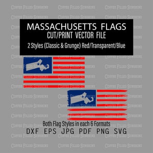 MASSACHUSETTS Flag - MA State Cutout in USA Flag, Grunge & Classic Flag, Instant Download, dxf eps jpg pdf png svg Coffee Filled Sunshine