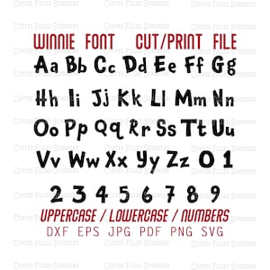 WINNIE VECTOR FONT - schrullige Cutter-Datei, bedruckbar, digitaler Download dxf eps jpg pdf png svg Kaffee gefüllt Sonnenschein