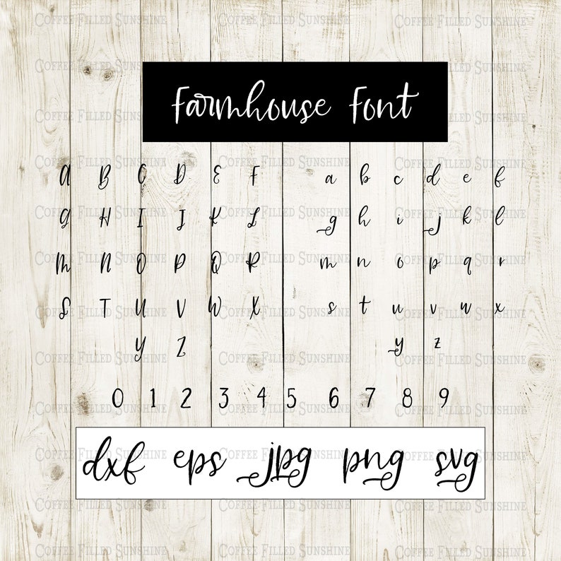 Instant Download Monogram font FARMHOUSE FONT dxf eps jpg png svg Rustic Farm house Letters Digital Cut File