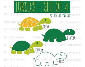 TURTLES SVG - Digital Cut/Print File - 4 Styles - Save the Turtles, Instant Download dxf eps jpg png svg Coffee Filled Sunshine