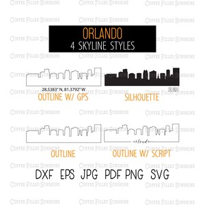 ORLANDO FL City Skyline - Instant Digital Download, gps Coordinates/Outline/Silhouette, fl USA monogram dxf eps jpg pdf png svg