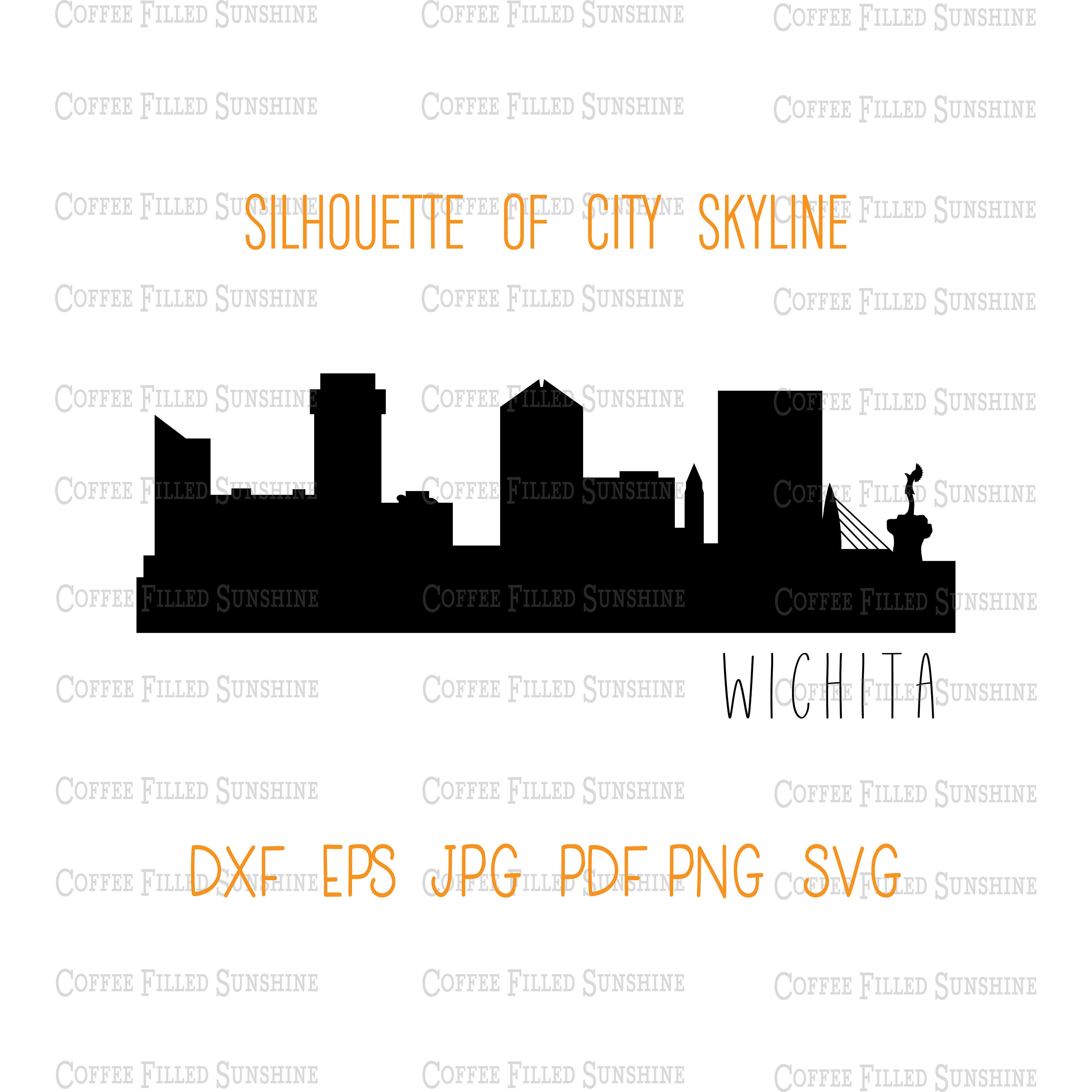 Wichita Svg WICHITA KS City SKYLINE - Instant Digital Download, Gps Coordinates ...