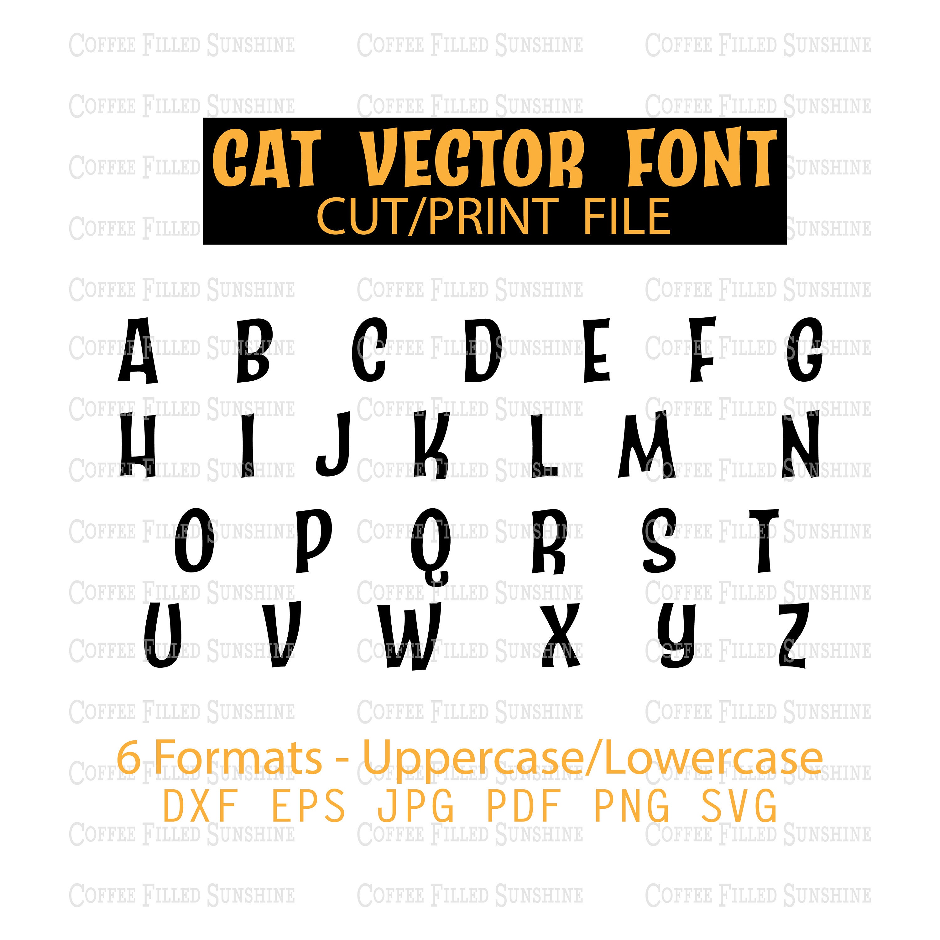 CAT FONT CUT File - Vector Font, Printable, Digital Download