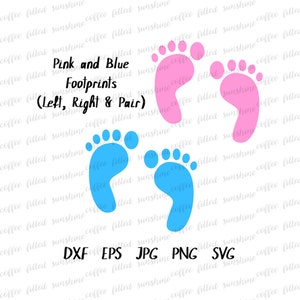 BABY FOOTPRINTS SVG - Digitaal bestand, Roze en Blauw, Cut Print File, Instant Download, dxf, eps, jpg, png, svg, Coffee Filled Sunshine
