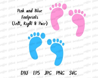 BABY FOOTPRINTS SVG - Digital File, Pink and Blue, Cut Print File, Instant Download, dxf, eps, jpg, png, svg, Coffee Filled Sunshine