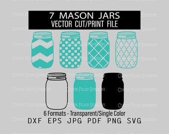 MASON JAR SVG - Southern Wedding, Digital File, Cut Print File, Instant Download, dxf eps jpg pdf png svg Coffee Filled Sunshine