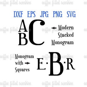 FUENTE APILADA - Archivo vectorial de corte/impresión digital - Modern Boys Stacked Letter Monogram Font - Descarga instantánea dxf eps jpg png svg
