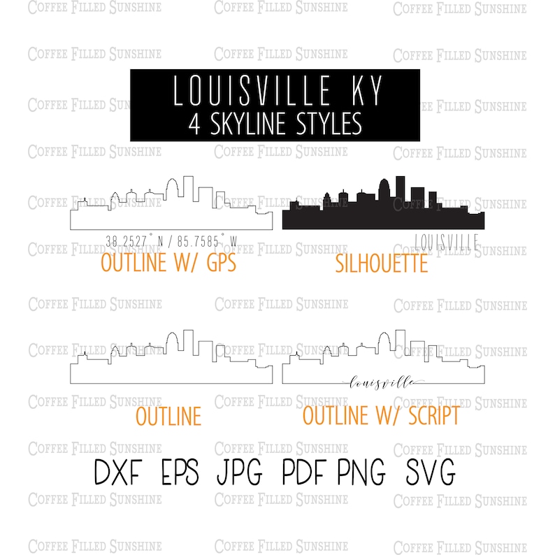 LOUISVILLE City SKYLINE KY Instant Digital Download Gps Etsy