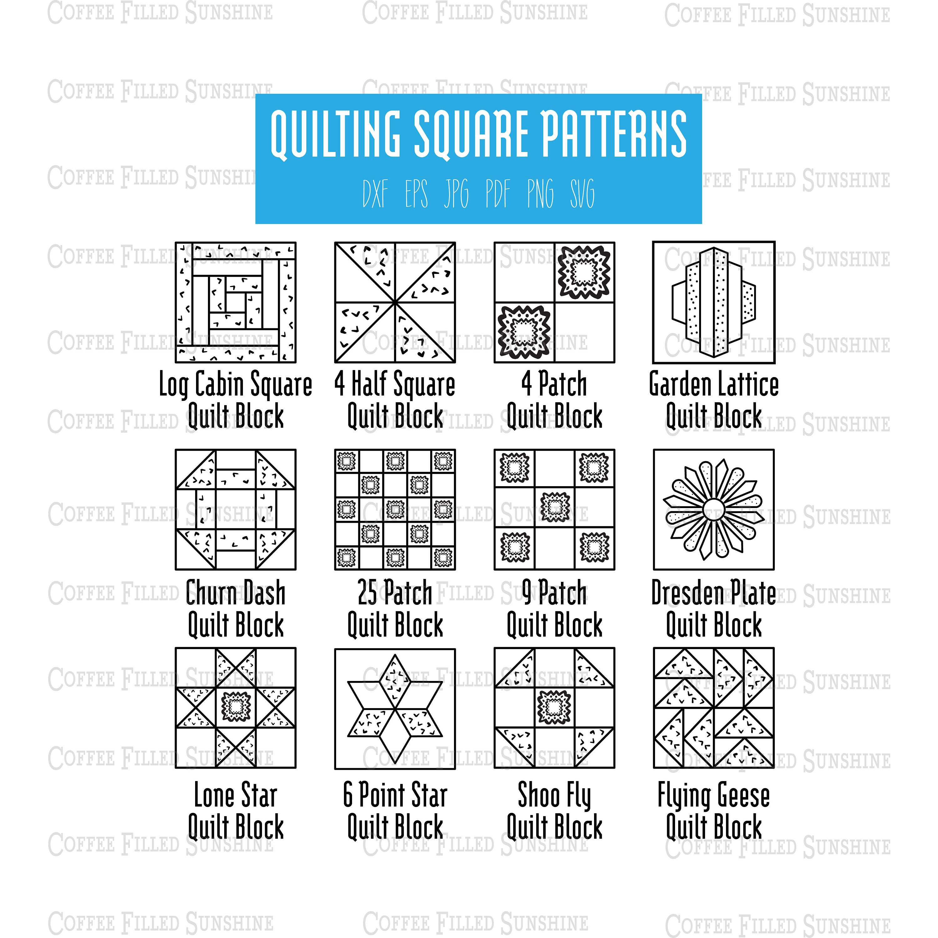 quilt squares printable digital pdf file 10 quilt etsy