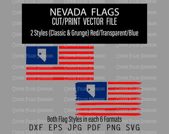 NEVADA Flag - NV State Cutout in USA Flag, Grunge & Classic Flag, Instant Digital Download, dxf eps jpg pdf png svg Coffee Filled Sunshine