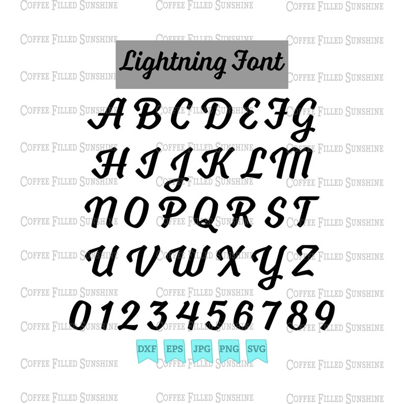 Electricity Voltage Font Letters LIGHTNING FONT Digital Cut File Instant Download dxf eps jpg png svg
