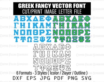 GREEK FANCY Font - SVG - Vector Font - Cut File, Printable, Sorority Letters, Fraternity Letters, Digital Download dxf eps jpg pdf png svg