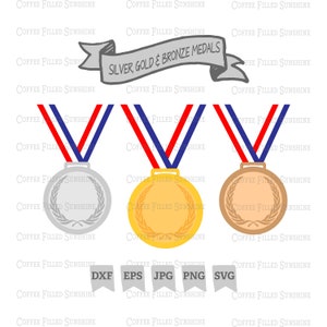 GOLD, SILBER, BRONZE Medaillen - Digital Cut File, olympische Medaille Vektor, Instant Download, dxf eps jpg png svg