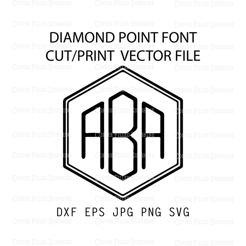 DIAMOND POINT MONOGRAM Digital Cut File Diamond Font Boys - Etsy