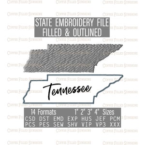 TENNESSEE EMBROIDERY File - Digital Download, 4 TN Sizes csd dst emd exp hus jef pcm pcs pes sew shv vip vip3 xxx Coffee Filled Sunshine