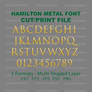 HAMILTON GOLD ALPHABET -  Digital Cut File, Hand Drawn Letters, Vector Clipart, font, dxf eps jpg pdf png, Coffee Filled Sunshine