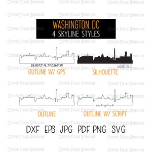 WASHINGTON DC City Skyline - Download digital instantâneo, coordenadas gps de washington / Esboço / Silhueta dc monograma dxf eps jpg pdf png svg