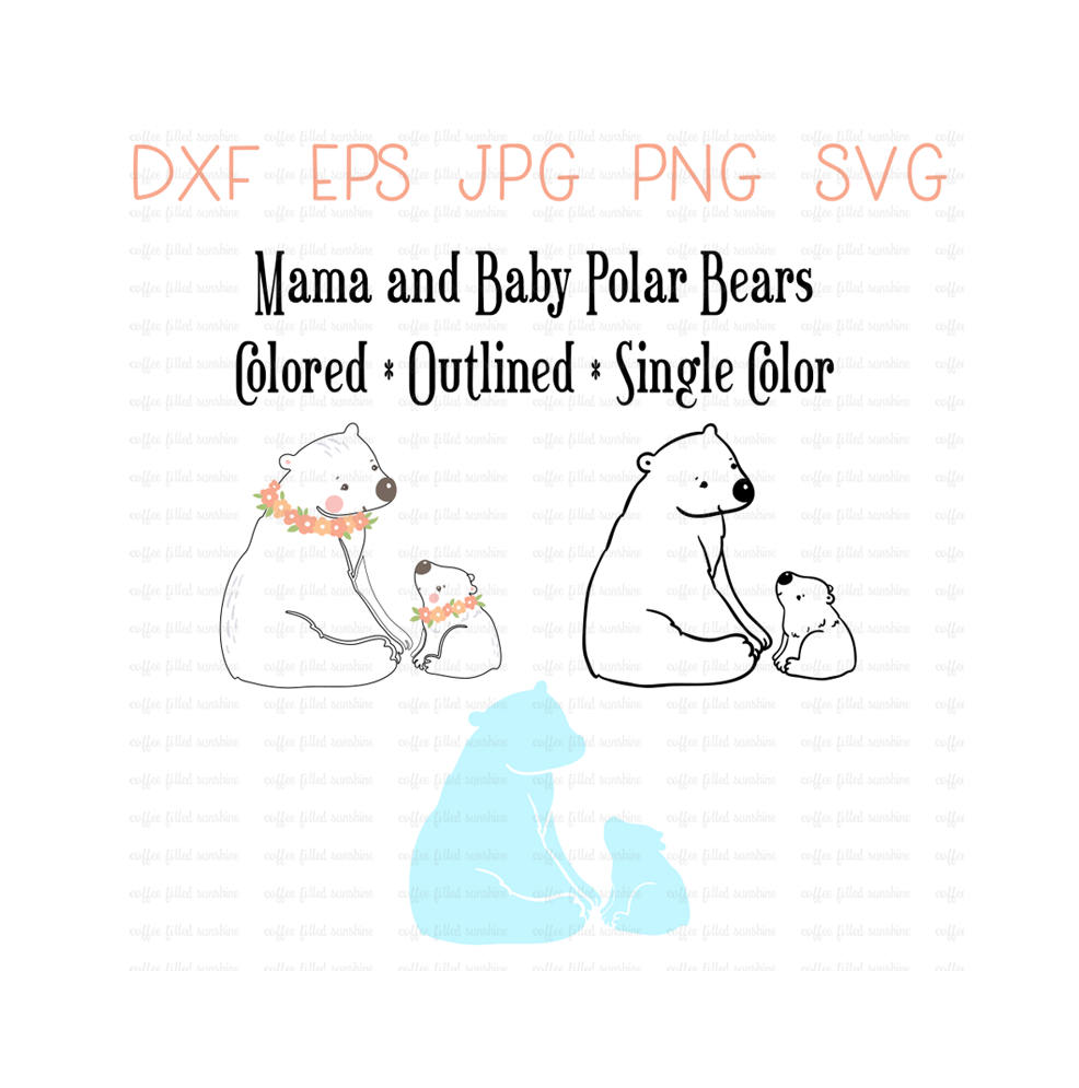 Download Digital POLAR BEAR Clip Art Mama and Baby Momma Polar Bear ...