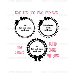 CIRCLE with BOWS KRANZ, Digitale Schnittdatei, Cheer Bow, Hochzeitskranz, Gepunkteter Kranz, Vektorschleifen, Direkter Download, dxf eps jpg png psd svg