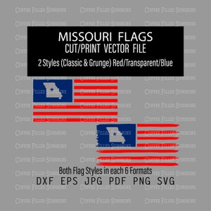 MISSOURI Flag - MO State Cutout in USA Flag, Grunge & Classic Flag, Instant Digital Download, dxf eps jpg pdf png svg Coffee Filled Sunshine