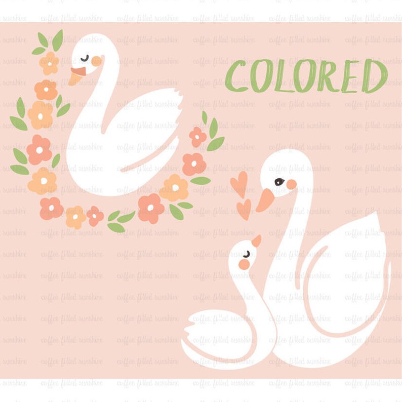 Baby Swan Mommy and Me Animals dxf eps jpg png svg formats Mama Swan Instant Download SWAN Digital Clip Art Momma and Baby