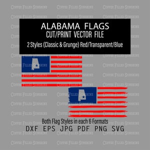 ALABAMA Flag - AL State Cutout in USA Flag, Grunge & Classic Flag, Instant Digital Download, dxf eps jpg pdf png svg Coffee Filled Sunshine