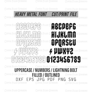 HEAVY METAL FONT - Rockband Letters, svg font, Digital Cut Print File, Instant Download dxf eps jpg pdf png svg Coffee Filled Sunshine