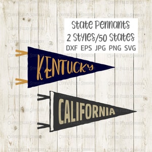 USA STATE PENNANTS - Digital Cut/Print File - Instant Download dxf eps jpg png svg