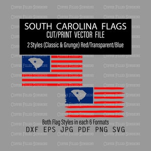 SOUTH CAROLINA Flag - SC State Cutout in usa flag, Grunge & Classic Flag, Instant Download, dxf eps jpg pdf png svg Coffee Filled Sunshine
