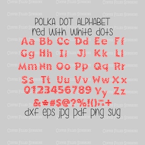 GELAAGDE POLKA DOT Vector lettertype - ABC's en 123s, lettertype leraar, knippen afdrukbestand, dxf eps jpg pdf png svg Instant Download Coffee Filled Sunshine