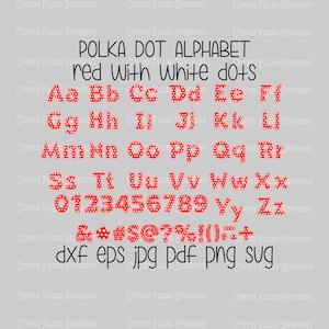 LAYERED POLKA DOT Vector Font - ABCs and 123s, Teacher Font, Cut Print File, dxf eps jpg pdf png svg Instant Download Coffee Filled Sunshine