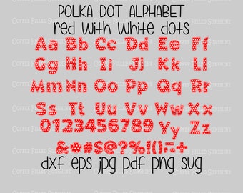 LAYERED POLKA DOT Vector Font - ABCs and 123s, Teacher Font, Cut Print File, dxf eps jpg pdf png svg Instant Download Coffee Filled Sunshine