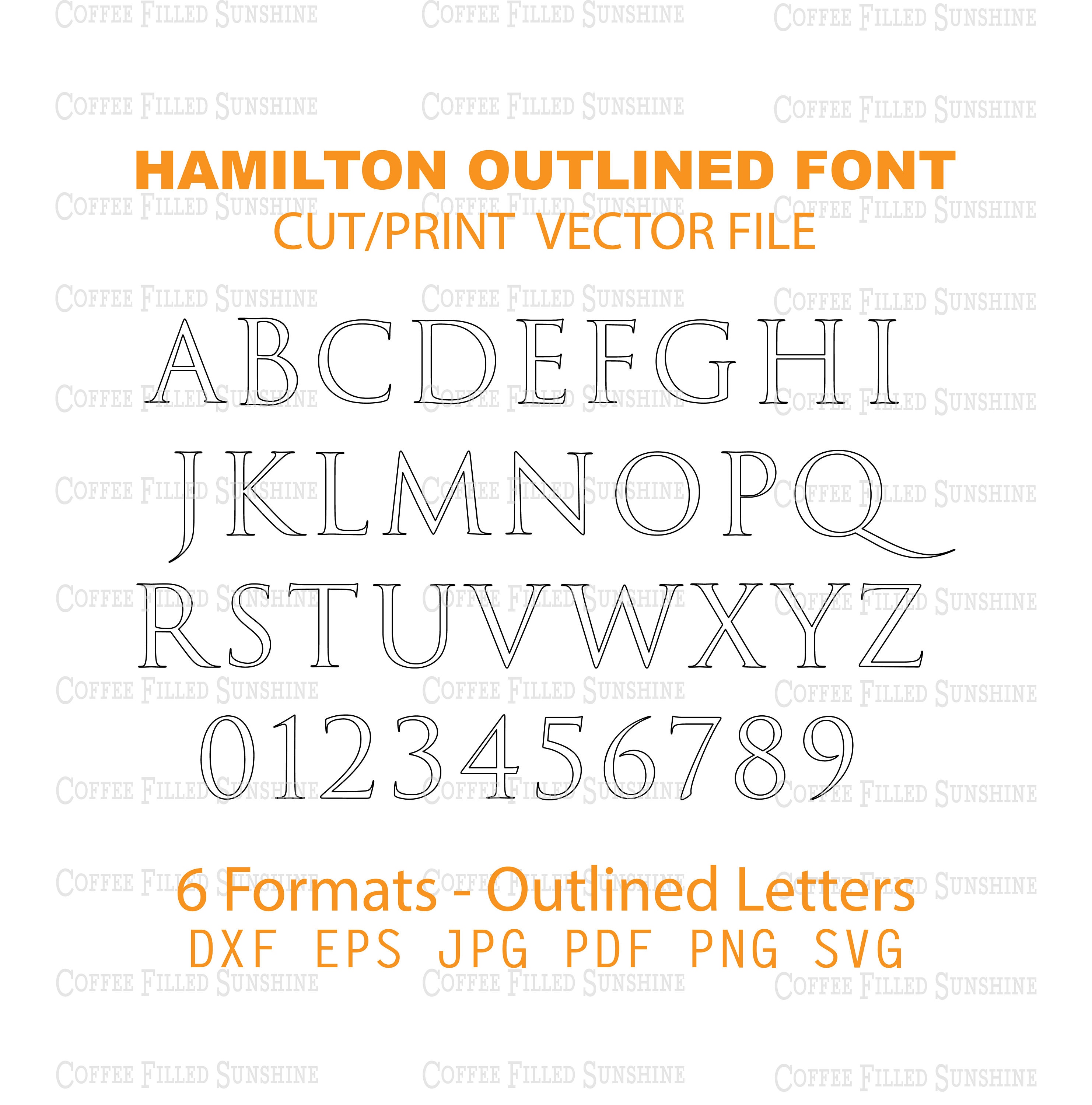 Hamilton Lettering HAMILTON OUTLINE Single Layer Alphabet - Digital Cut File, Hand Drawn ...