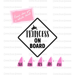PRINCESS ON BOARD - clipart de bebê a bordo, clipart de princesa, download instantâneo dxf eps jpg png svg