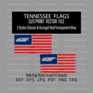 Vlag van TENNESSEE - TN State Cutout in USA vlag, grunge en klassieke vlag, instant digitale download dxf eps jpg pdf png svg Coffee Filled Sunshine