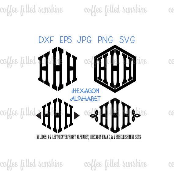 Download Hexagon 3 Letter Monogram Font Instant Digital Download Etsy