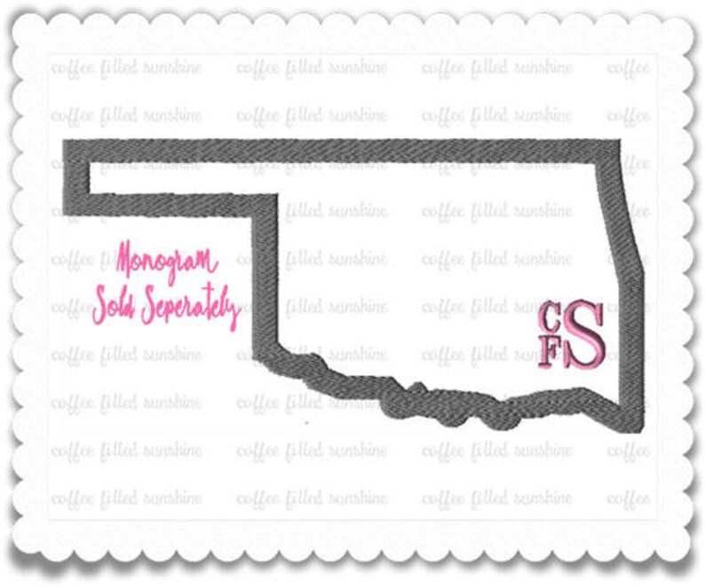 5 Sizes Embroidery File OKLAHOMA State Embroidery OK State Outline Embroidery Pattern 14 Formats Instant Download