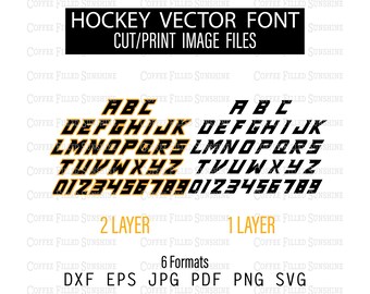 HOCKEY 2LAYER VECTOR Font - SVG Letters, Cutter File, Printable, Digital Download dxf eps jpg pdf png svg Coffee Filled Sunshine