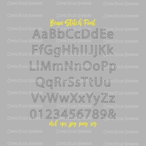 BEAN STITCH SVG Vector Font - Instant Download, svg Alphabet, Hoofdletters, Kleine letters, Nummers, dxf eps jpg png svg Coffee Filled Sunshine