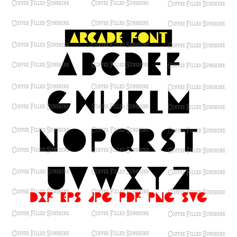 ARCADE VIDEO GAME Font - Digital Cut/print File - Instant Download Dxf ...