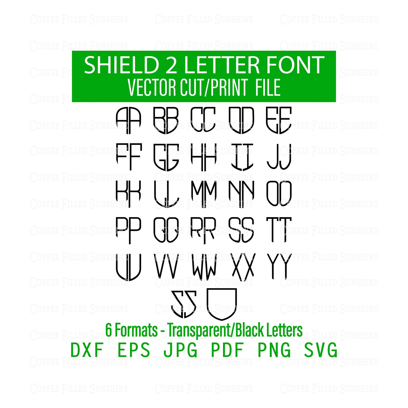 Shield Type Lettering SHIELD 2 LETTER FONT - Vector Cut/print File, Instant Download Dxf Eps ...